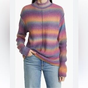 Beach Lunch Lounge Rainbow Ombré Mock Turtleneck Sweater